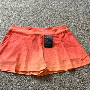 Nike Orange Skort-Style Shorts with Elastic Waistband